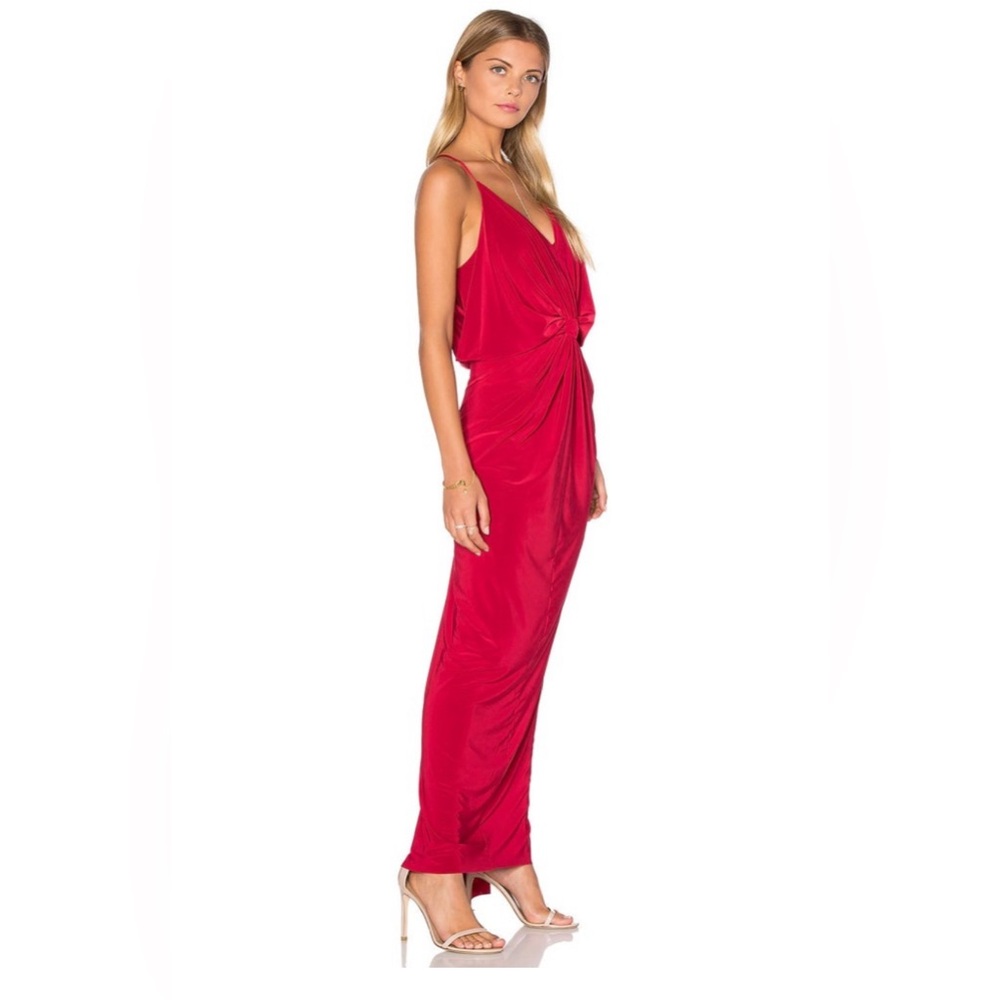 MISA LOS ANGELES Domino Tie Front Maxi Dress
Red Knot Front Ruched M